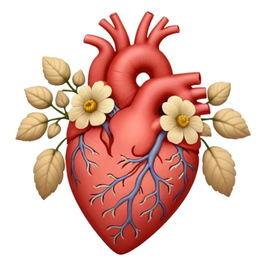 Anatomy heart + beige flowers sticker