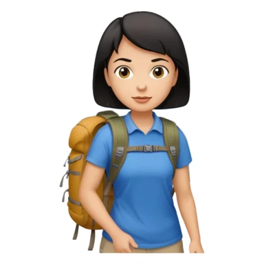 a white woman who has black short hair hiking  sticker