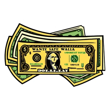 gold scale with dollar bills on one side and beauty products on the other side sticker