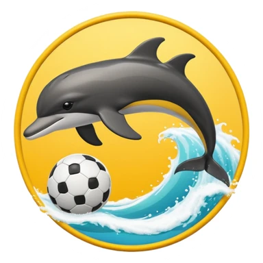 Yellow black dolphin cirkle wave soccerball sticker