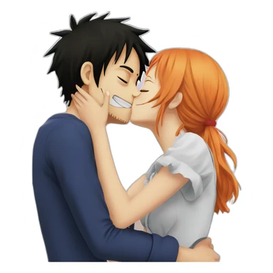 Luffy kissing nami sticker