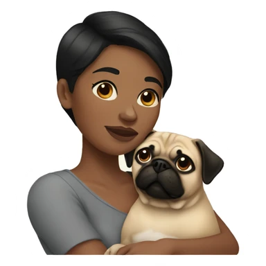 Lesbian woman Black short hair hugging a pug sticker