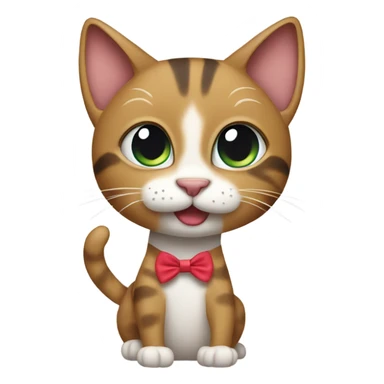 Cat wearing a hair bow and hand gesture stop sticker