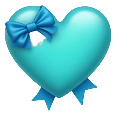 cyan heart with blue bow sticker