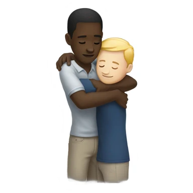black man hugging  a white man sticker