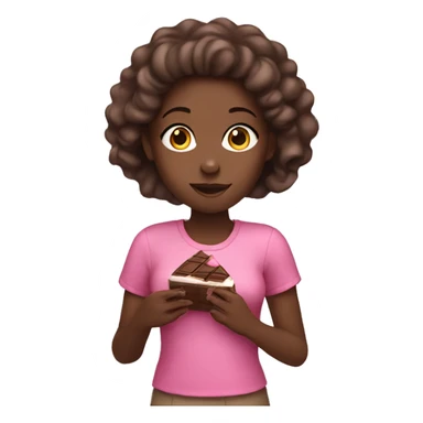 black girl with pink shirt eating chocolate  sticker
