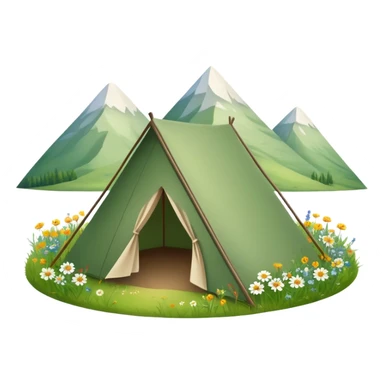 small triangular tent in a meadow sticker