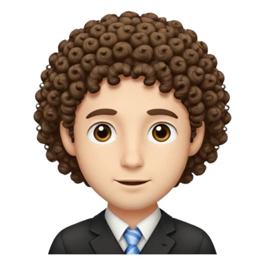 jewish man's face, wearing a tiny yarmulke and curly hair strands sticker