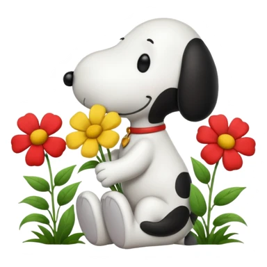 snoopy kissing flowers sticker