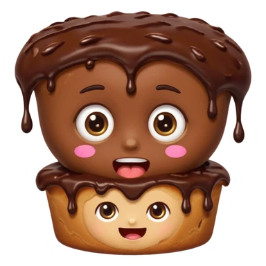 Rectangular chocolate mini pastry, slightly messy and squished, chocolate dripping, big round eyes, wide open mouth, playful surprised expression, text above: "ПАСТИЧКА", chibi style, Twitch emoji style, transparent background, colorful

 sticker
