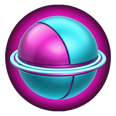 Futuristic Silvery cyber planet with glowing cyan and magentea sticker