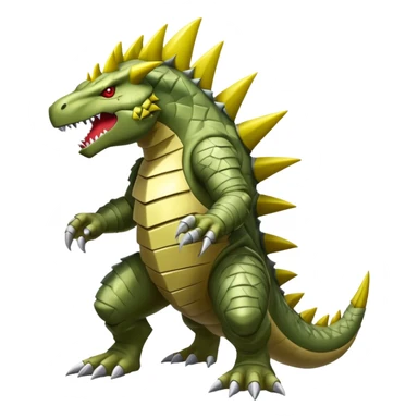 Shiny Exotic Colorful Tyranitar-Haxorus-Fakémon-hybrid-creature (full body)  sticker