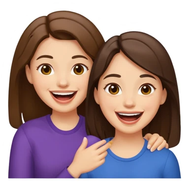 two best friends with brunette hair and light skin, laughing sticker