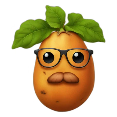 sweet potato with glasses and a beard sticker