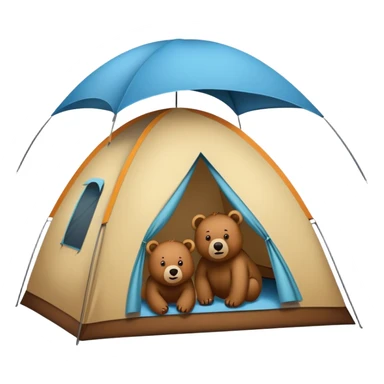a tent with girls inside a bear outside  sticker