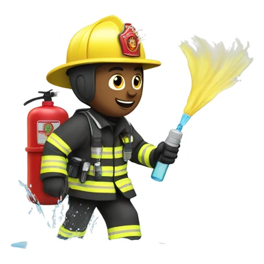 Firefighter spraying water sticker