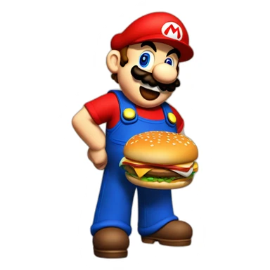 Mario bros eating burger sticker