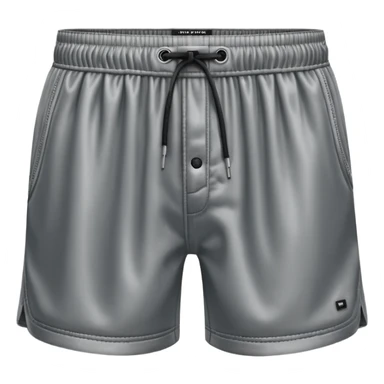 Hyperrealistic still life, highly detailed, Prestyled Cutoff Short With Silk Boxer in Grey Aged, Alexander Wang brand, 8k. Isolated, no human figures, no emoji faces, no emoji icons. sticker