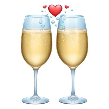 two glasses touching each other in a toast with a heart in the background sticker