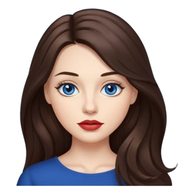 Woman with fair skin long brunette hair dark blue eyes and full lips sticker