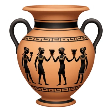 An emoji of an ancient Greek amphora vase with black-figure painting. sticker