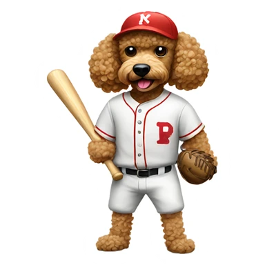 Poodle playing baseball sticker