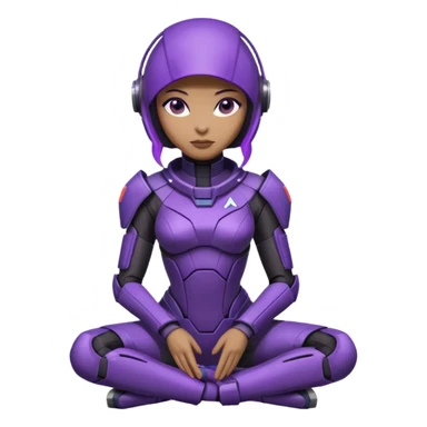 cute Tali'zorah from Mass Effect, full suit, purple visor, sitting pose sticker