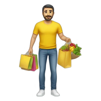 Armenian men doing shopping  in yellow clothes  sticker