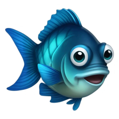 dark blue lantern fish with light cyan lips and fully blue eyes sticker