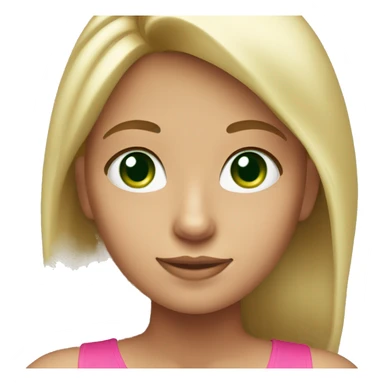 Blonde girl with green eyes and tan skin with pink top sticker