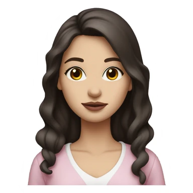 Dark brown hair white face woman full body amber eyes pink lips sticker