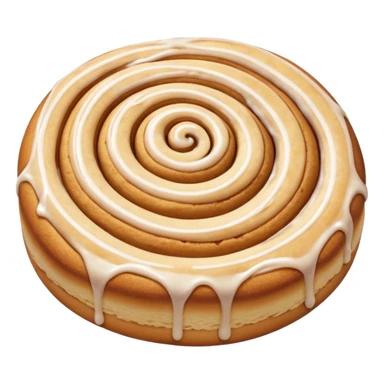 a cinnamon roll single layer cookie with only less spirals and full glaze sticker