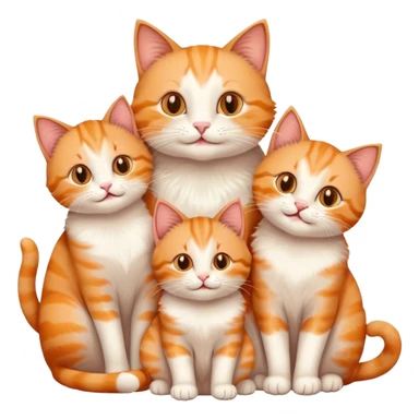 happy mom cat and happy dad cat with four happy kittens sticker