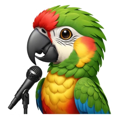 Parrot speaking into mic sticker