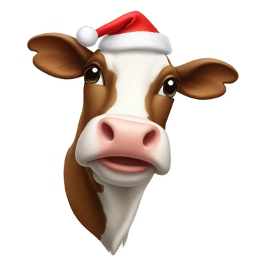 Cow wearing christmas hat sticker