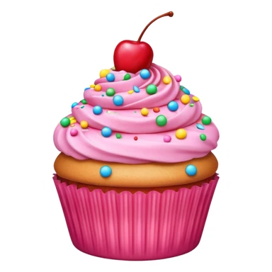 pink cupcake with cherry and sprinkle on top  sticker
