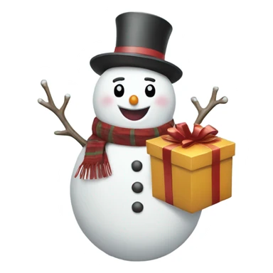 Snowman holding present  sticker