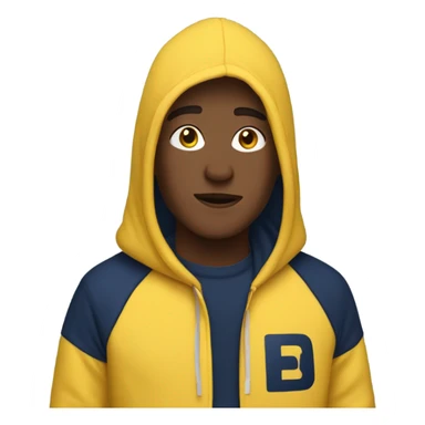 generate me a yellow emoji person wearing a navy blue hoodie which says GAP on it in big letters  sticker