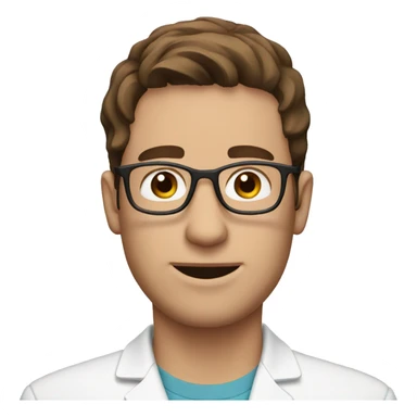 Guy with brown hair and glasses wearing a medical mask sticker