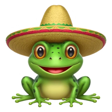 Mexican frog in a sombrero, emoji style sticker
