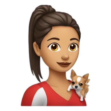 mujer con pelo muy largo rojo y su perro Chihuahua sticker