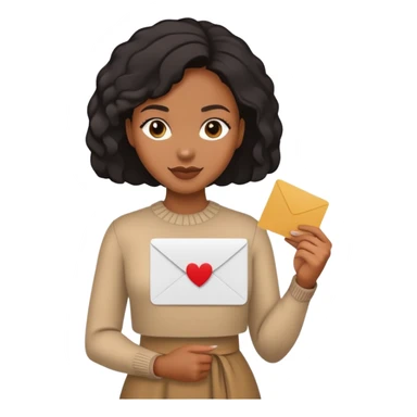 black female standing hold a card in one hand sticker