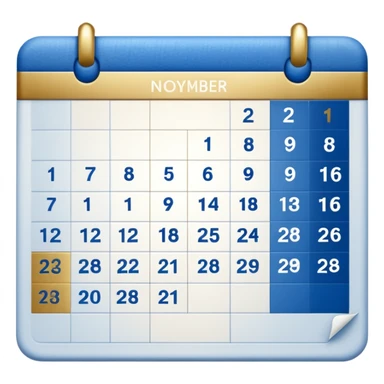 no generate an ios style background free calender, blue and gold and white with the date 22 november highlited sticker
