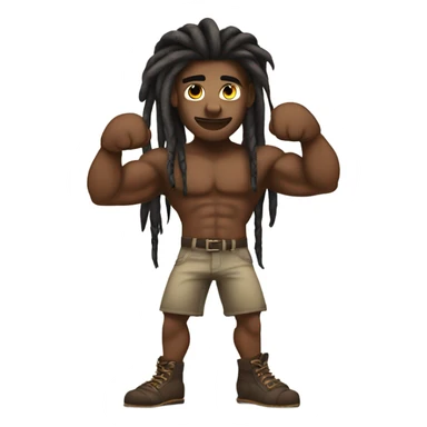 Flexing brown with tattoos and long dreadlocks  sticker