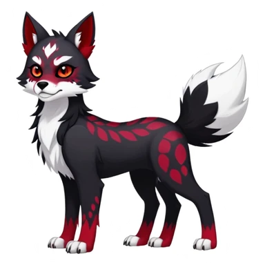 Vibrant dark edgy badass cool Falvie-Fionbri-creature-canine-fursona, full body, with random markings sticker