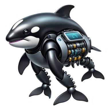 tubby black cyberpunk orca robot sticker