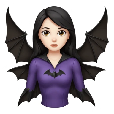 woman with long dark hair and a flying bat nearby sticker