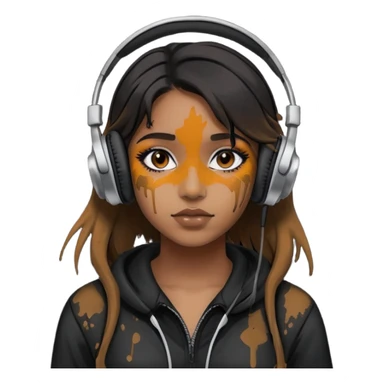 A soft grunge aesthetic that’s Latina and wearing messy paint on black headphones  sticker