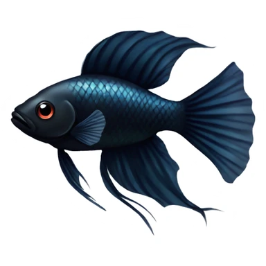 Black beta fish with simple eyes sticker
