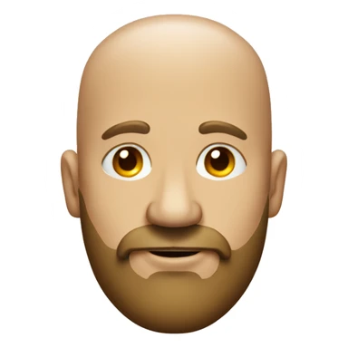 bald man with beard portrait and a red question mark sticker